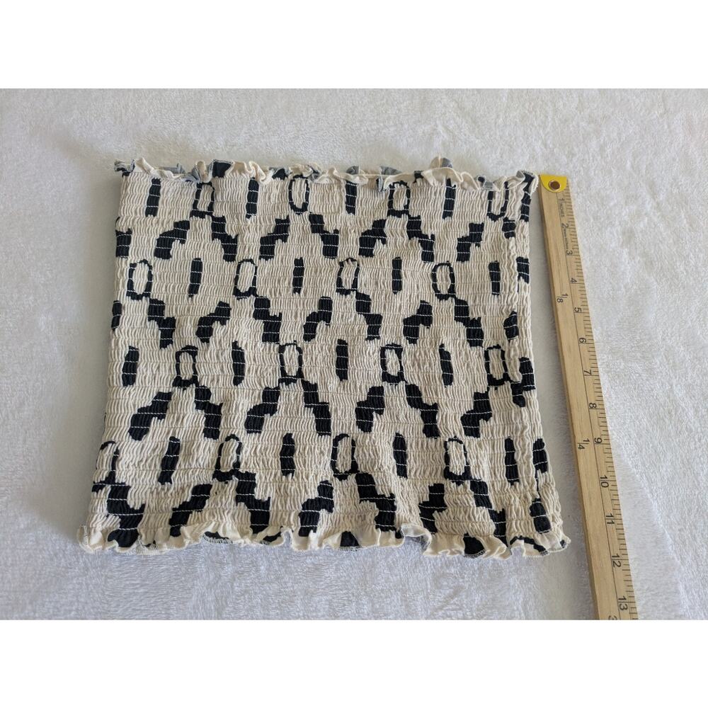 H&M Tube Top Womens‎ Size Medium Black Cream Geometric Cropped Strapless Stretch - Picture 4 of 7